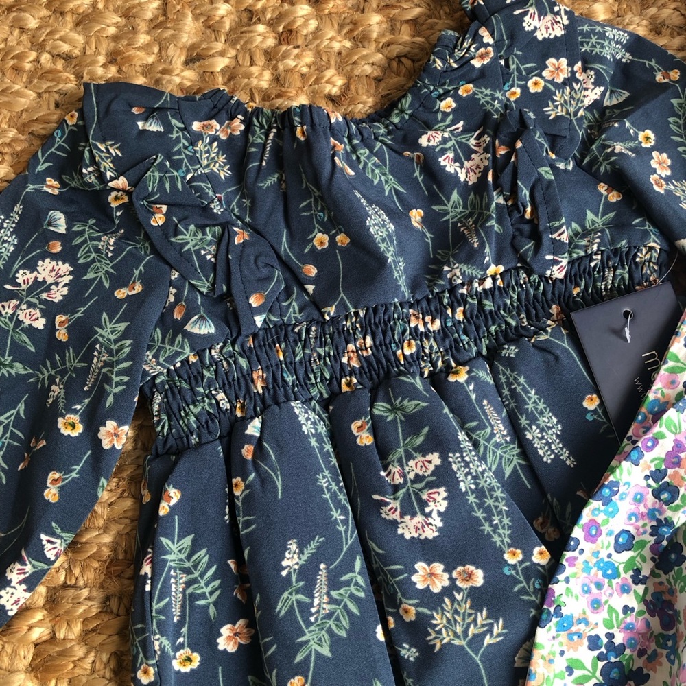 New w Tag: SET OF TWO . Bisby Bubble Romper and Mabel & Honey LS Boho Romper. - Picture 10 of 13